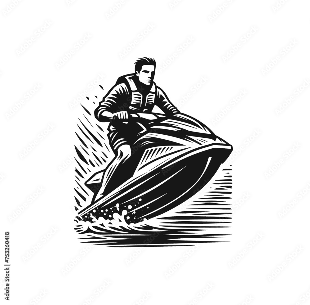 Jet ski. Water sports isolated vector illustration Jet ski. Water sports isolated vector illustration