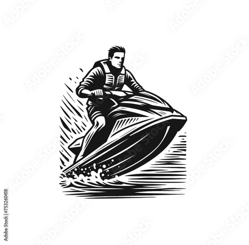 Jet ski. Water sports isolated vector illustration
