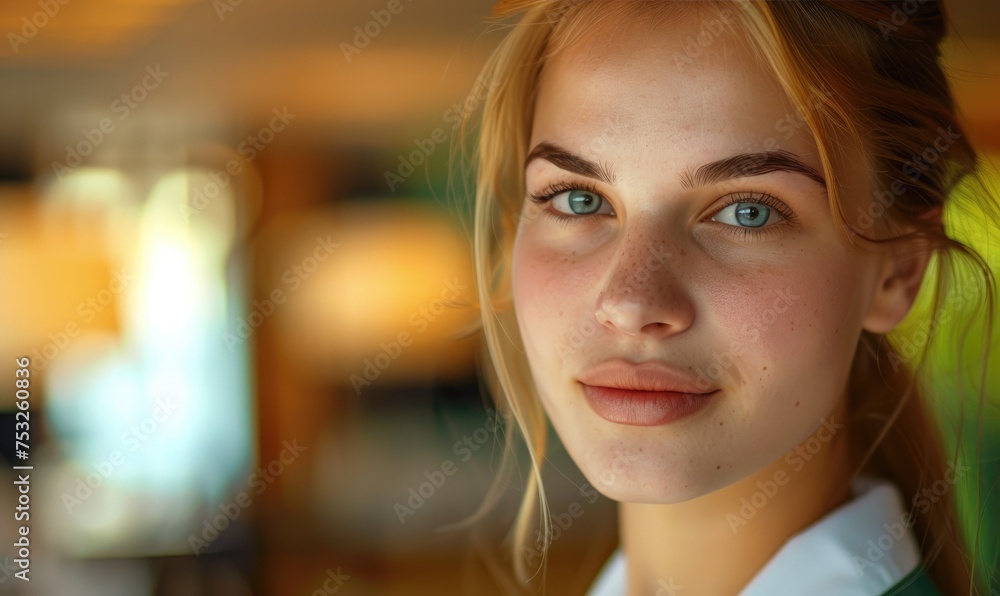 A beautiful hotel receptionist A beautiful hotel receptionist