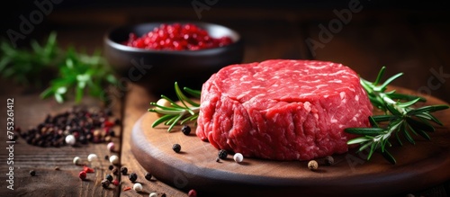 Savory Raw Steak on Rustic ...