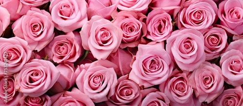 Vibrant Blooms  Luxurious Bunch of Pink Roses - Elegance and Romance in Full Bloom