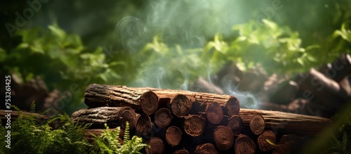A Pile of Raw Timber Logs R...