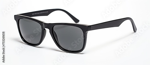 Stylish Black Sunglasses on Clean White Background - Minimalist Fashion Accessory Photography