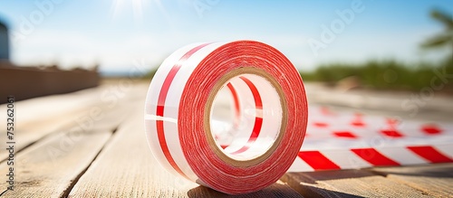 Bright Red and White Cautio...