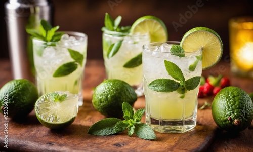 Wallpaper Mural Mojito in a glass. Ingredients for shakers and mojito caipirinha cocktails Torontodigital.ca