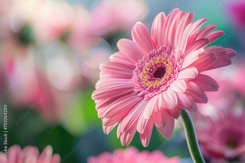 Pink Gerbera, Floral background and spring is coming soon.