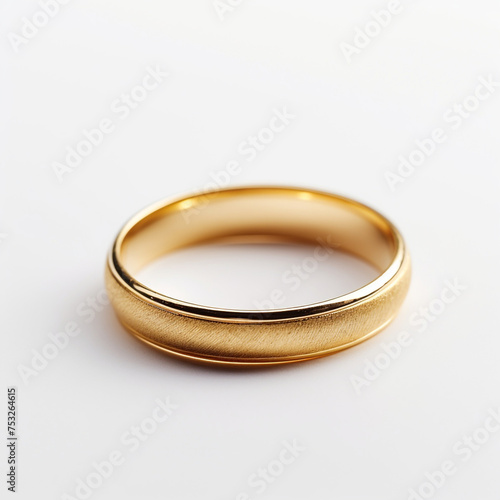 photo of a gold wedding ring on a white background сreated with Generative Ai