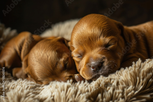 Sleeping newborn puppies.