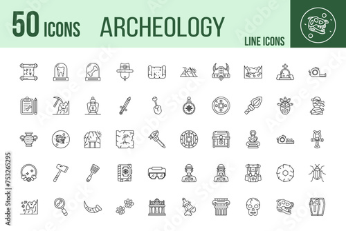 Archeology set of icons