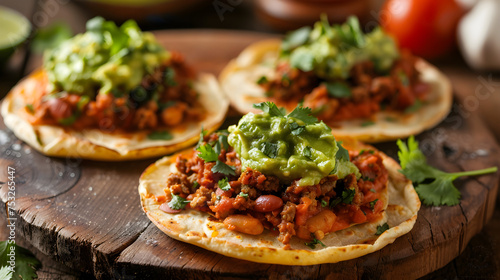 Homemade tostadas with fresh guacamole