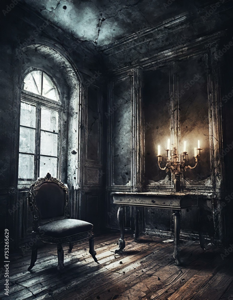  Scary Vintage Interior. Dark Fantasy House 