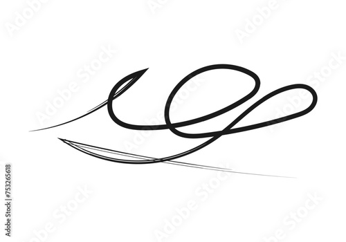 Icono negro de firma hecha con trazado de tinta. 