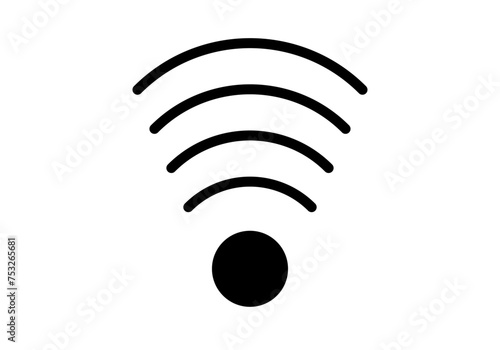 Icono negro de señal de wi-fi en fondo blanco.