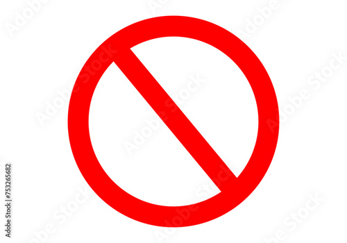 Icono de prohibido en señal sobre fondo blanco. photo