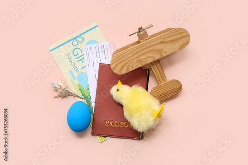 Toy plane with passport, ti...