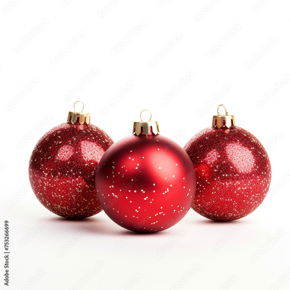 photo of Christmas tree decorations on a white background сreated with Generative Ai photo of Christmas tree decorations on a white background сreated with Generative Ai