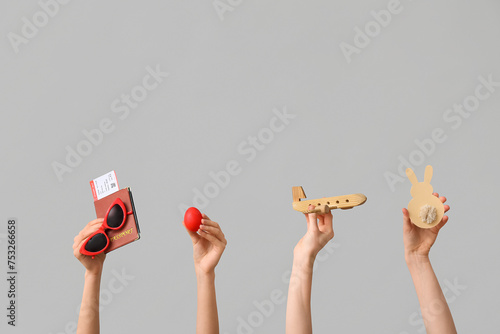 Female hands holding passpo...