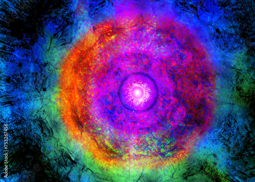 abstract colorful illustration of third eye universe galaxy space magic sky nebula spiritual concept created with generative ai technology