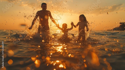 The whole family has a pleasant time on holiday. Sandy sea beach  tourist attractions