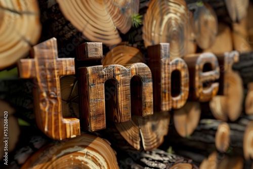 a timber sign made of wood surrounded by lumber