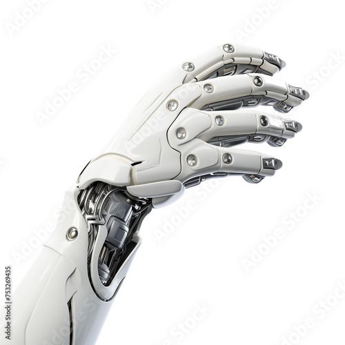 futuristic robot hand on white background сreated with Generative Ai