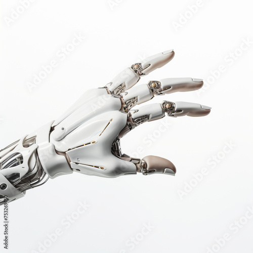 futuristic robot hand on white background сreated with Generative Ai