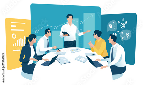 Strategy. Teamwork. Growth. Business vector illustration.
