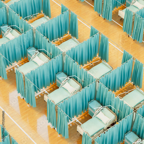 Expansive Emergency Medical Facility with Partitioned Care Units