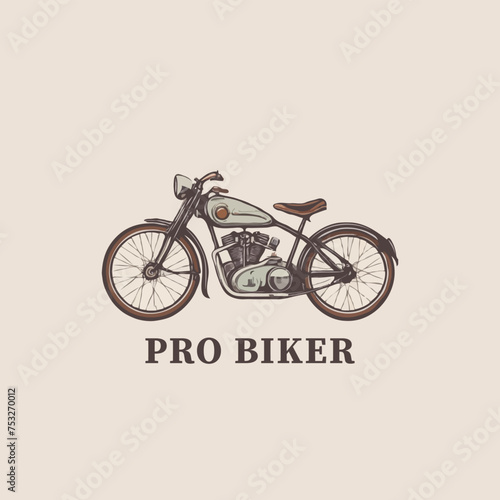 Retro vintage pro biker logo design. Motorcycle Bikers Club Logo, company logo design idea, vector illustration