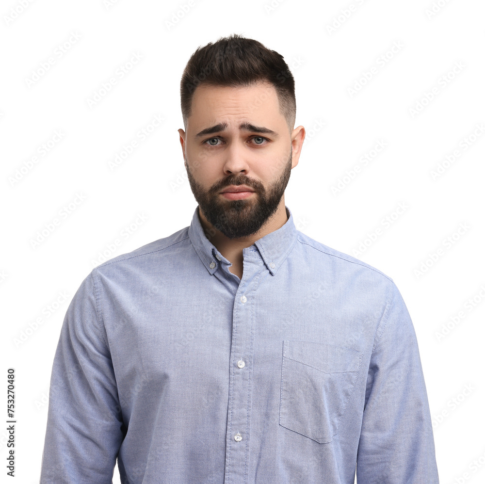 Portrait of sad man on white background Portrait of sad man on white background
