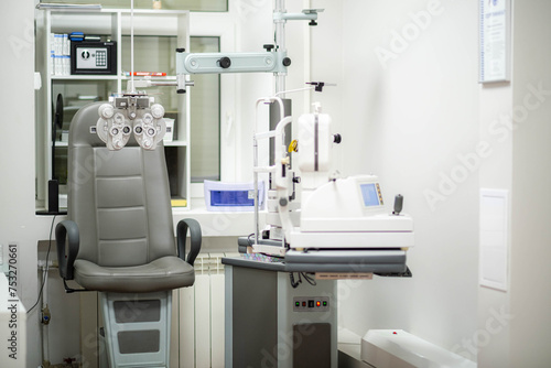 Fotografie Ophthalmological cabinet with modern equipment in a medical clinic featuring an