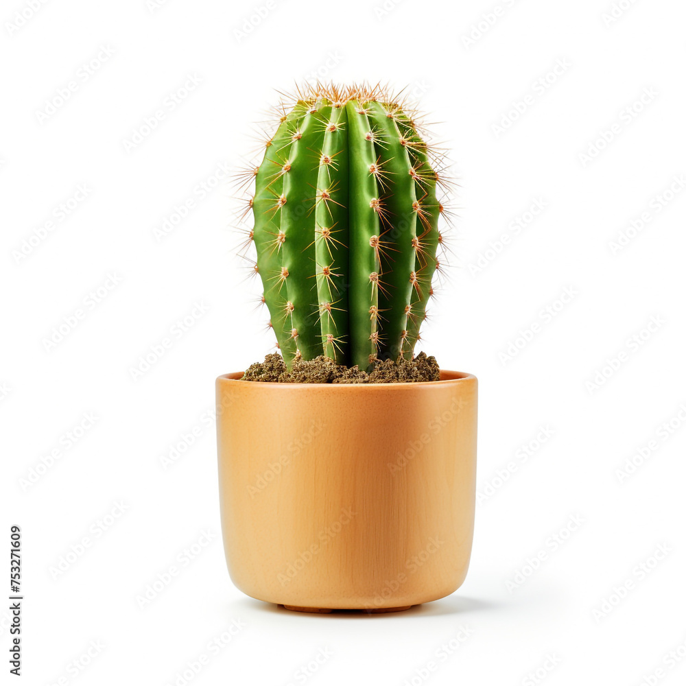 cactus in a pot on a white background сreated with Generative Ai cactus in a pot on a white background сreated with Generative Ai