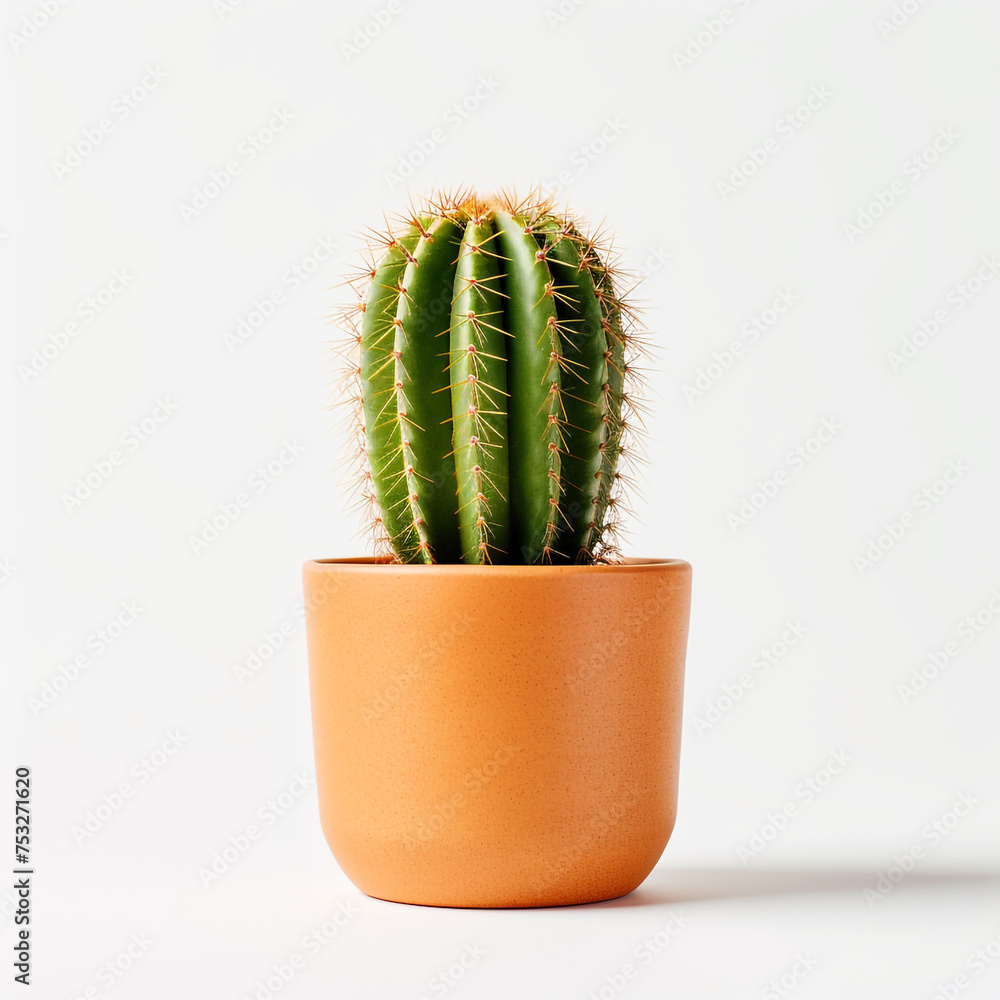 cactus in a pot on a white background сreated with Generative Ai cactus in a pot on a white background сreated with Generative Ai
