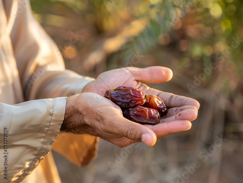 Portrait of A Hand Picking Date For Ifar. Dactiles photo