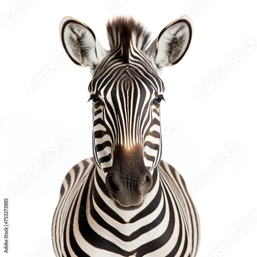 photo of a zebra on a white background   reated with Generative Ai