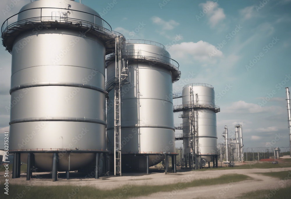 Storage Tanks with pipeline system in Industrial area Equipment for storing chemical oil gas containers Storage Tanks with pipeline system in Industrial area Equipment for storing chemical oil gas containers