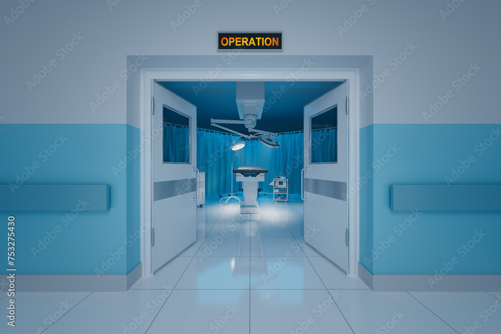 State-of-the-Art Medical Operating Room Prepared for Surgery Procedures State-of-the-Art Medical Operating Room Prepared for Surgery Procedures
