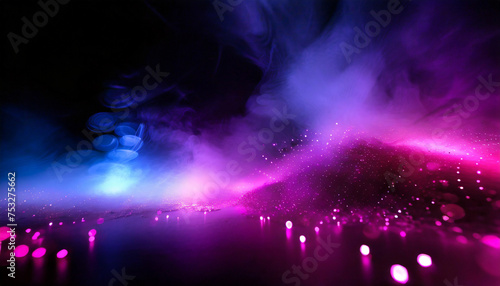 Bright colored particles on black background