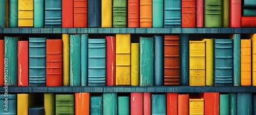 Seamless pattern background illustration made of colorful books like a bookcase