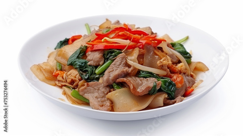 a Thai Cuisine, Pad See Ew, with isolated on white background
