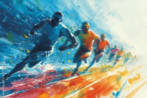 Illustration of runners and sprinters racing for the glory