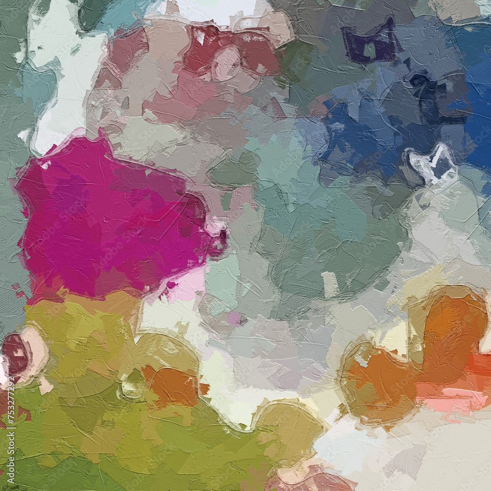 Fototapeta premium The abstract beauty of oil paintings and various flowers, lotus leaves, lotus roses, peonies, etc