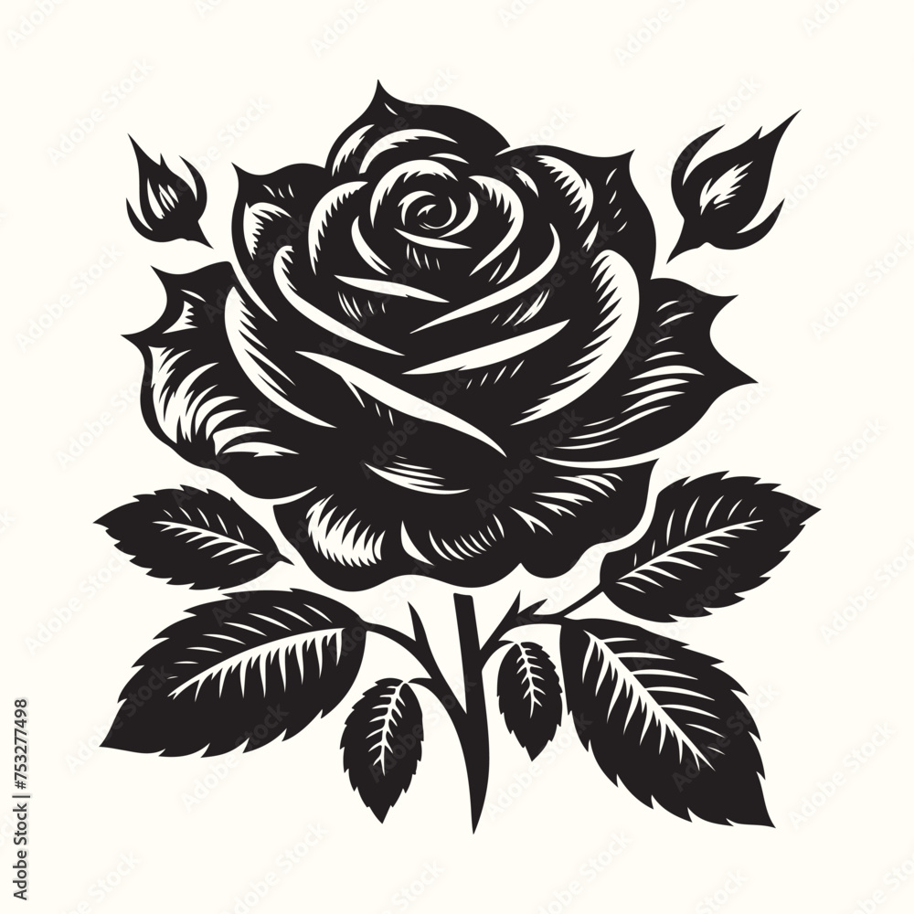 Rose Flower Silhouette Vector Illustration Rose Flower Silhouette Vector Illustration