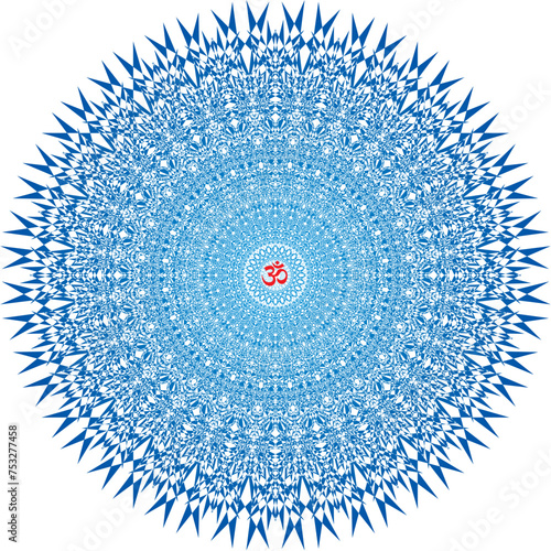 Openwork mandala in blue with the sign aum / om / ohm