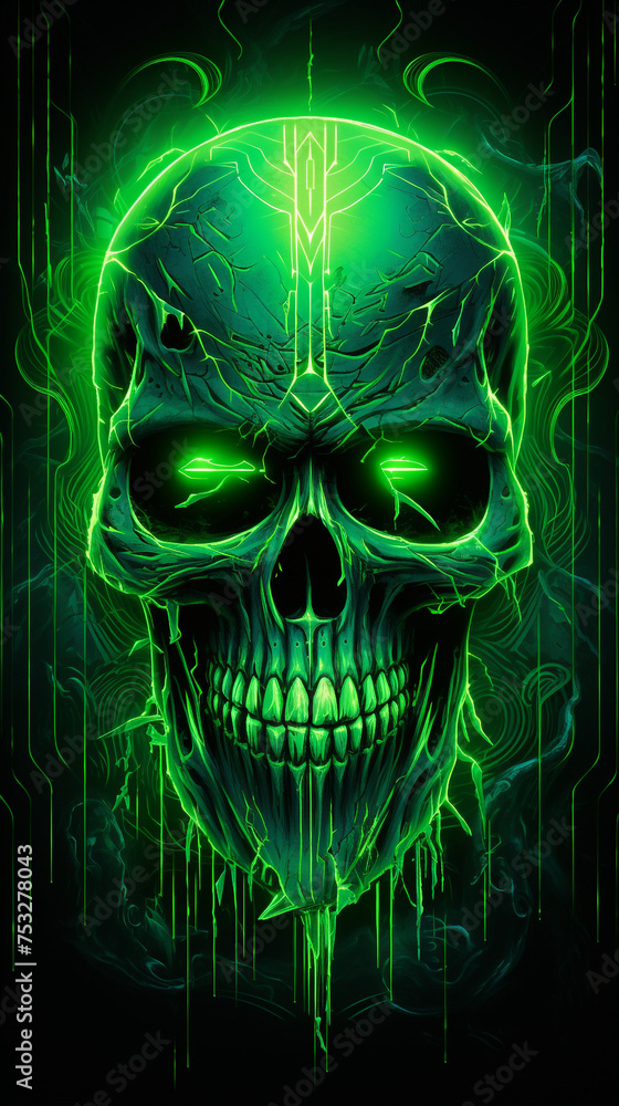 green skull with green rays, in the style of hauntingly beautiful illustrations сreated with Generative Ai green skull with green rays, in the style of hauntingly beautiful illustrations сreated with Generative Ai