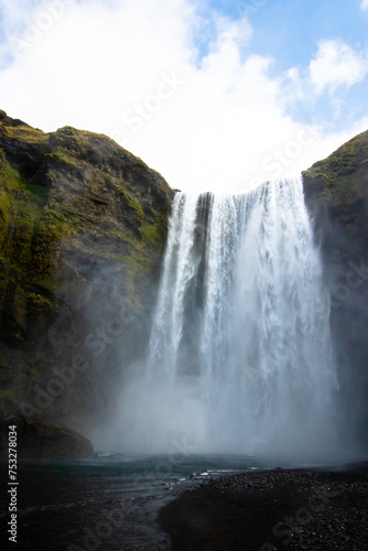 A waterfall in Iceland in Scandinavia in northern Europe  in the land of fire and ice 