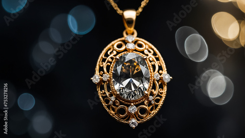 chic gold pendant on a dark background