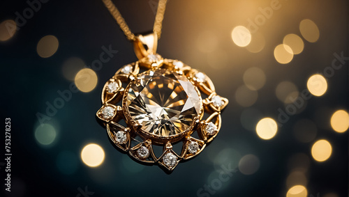 chic gold pendant on a dark background