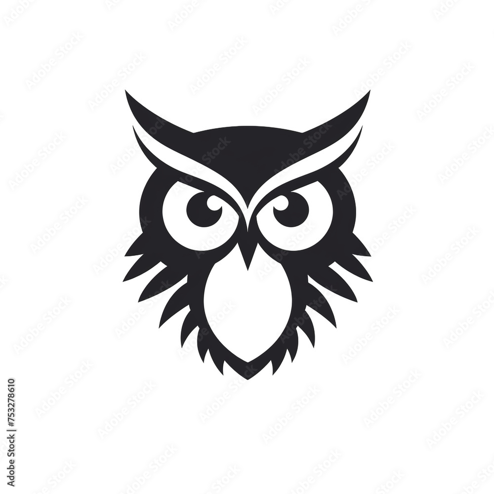 owl black icon on a white background in minimalism сreated with Generative Ai