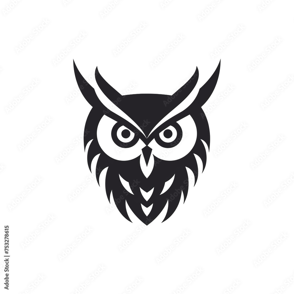 Naklejka premium owl black icon on a white background in minimalism сreated with Generative Ai